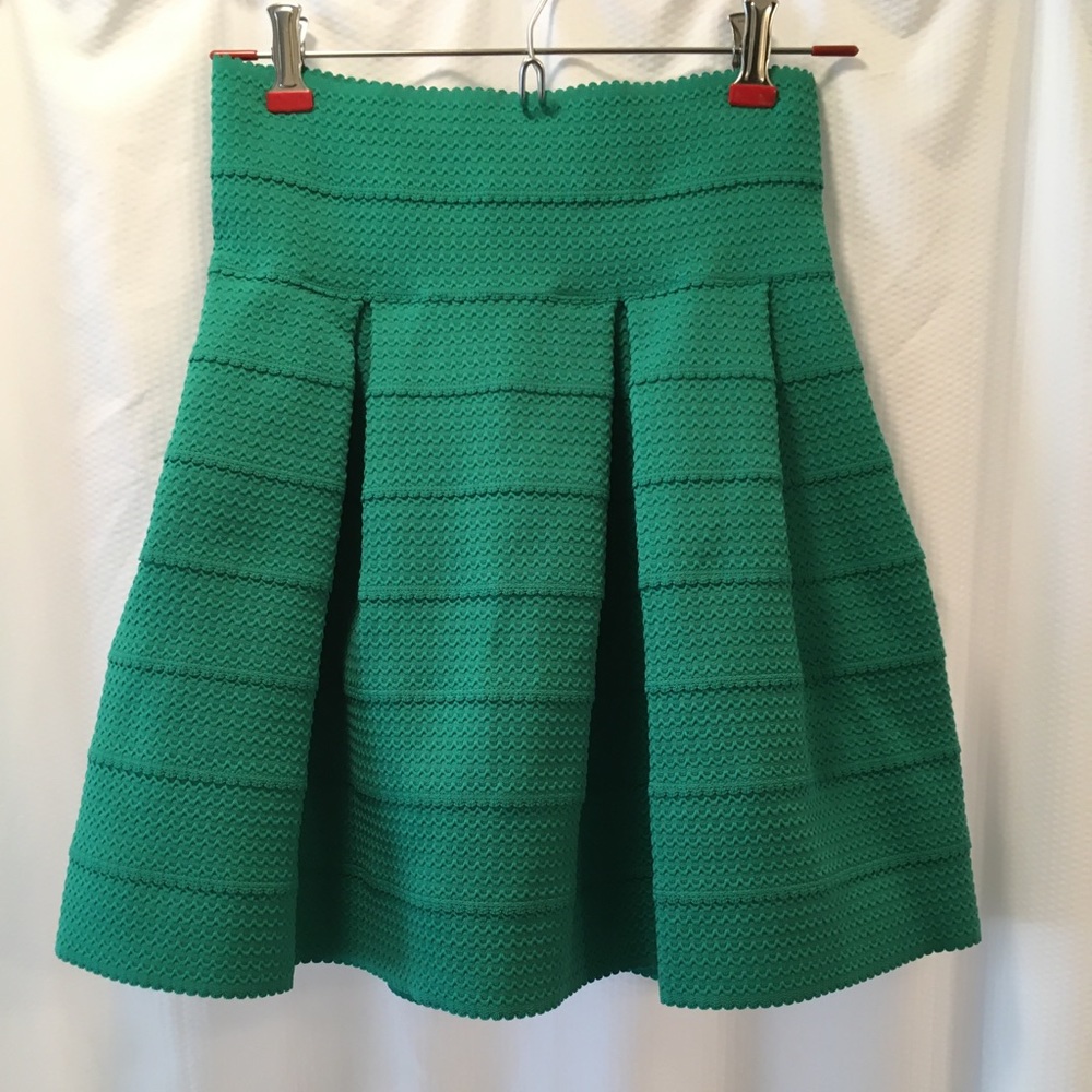 Green Pleated Mini Skirt